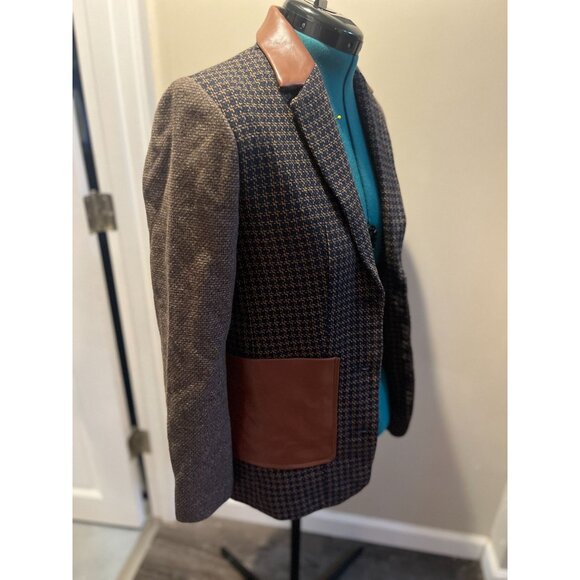 Tweed + Faux Leather + Wool Beige, Navy, Tan + Brown Multi-Fabric Academia Overs - Picture 3 of 9